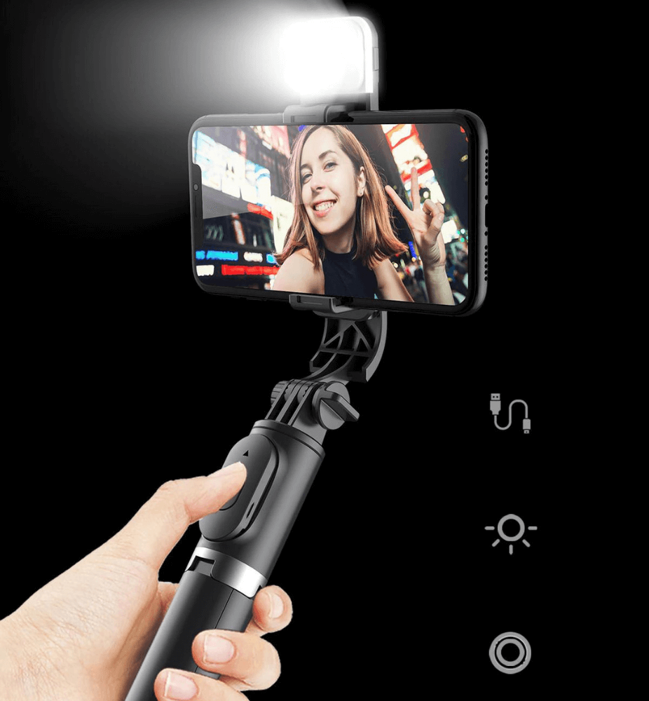 Upplyst Bluetooth Selfiepinne Stativ