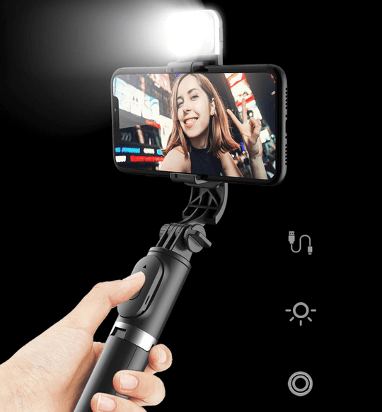 Upplyst Bluetooth Selfiepinne Stativ