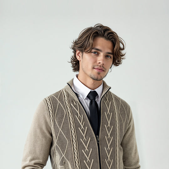 Stickad tröja i kashmir för män