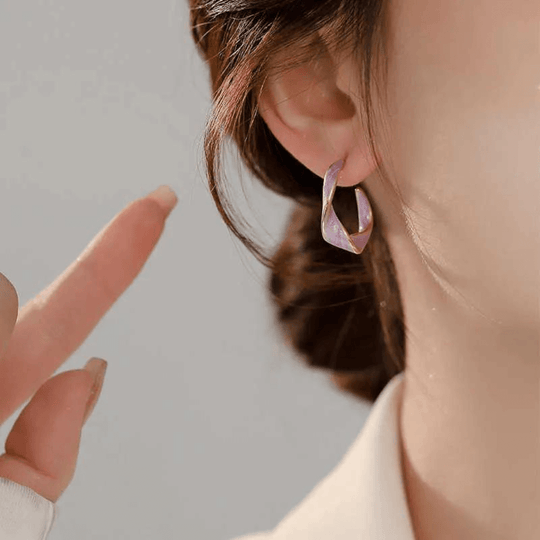 Vridna Guld Lila Hoop-örhängen