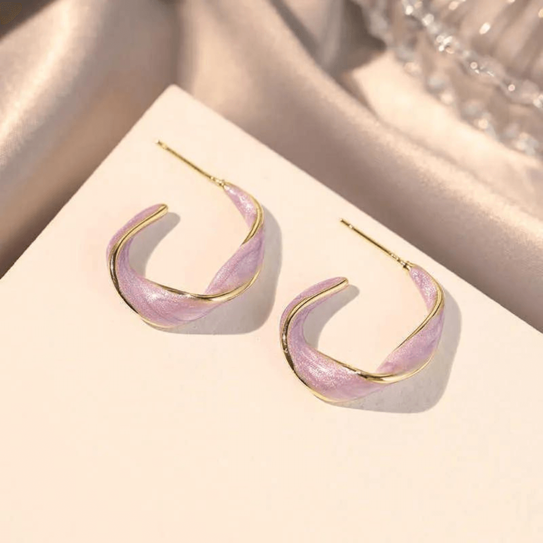 Vridna Guld Lila Hoop-örhängen