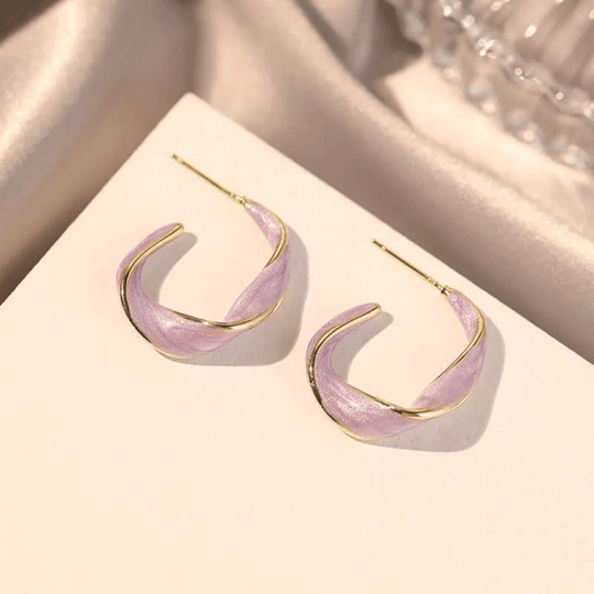 Vridna Guld Lila Hoop-örhängen