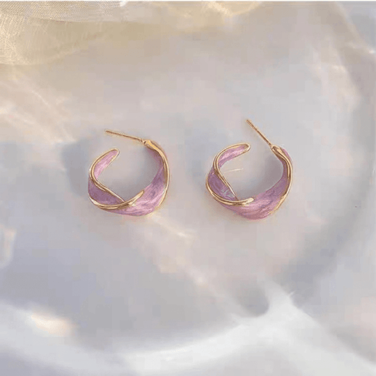 Vridna Guld Lila Hoop-örhängen