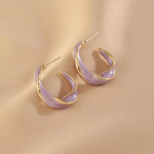 Vridna Guld Lila Hoop-örhängen