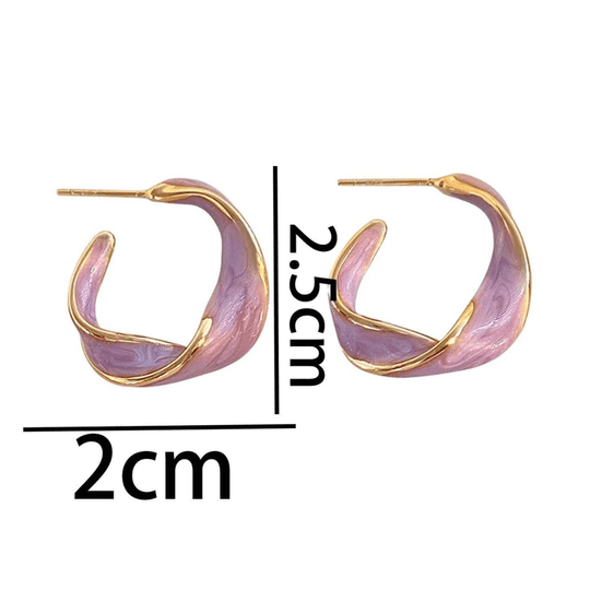 Vridna Guld Lila Hoop-örhängen