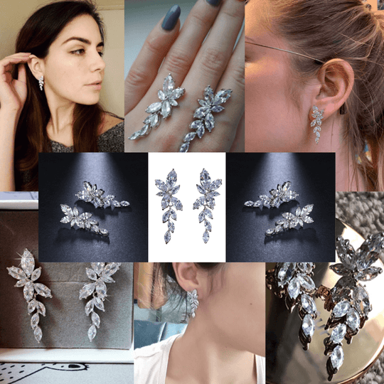 Kristallblad Hängeörhängen