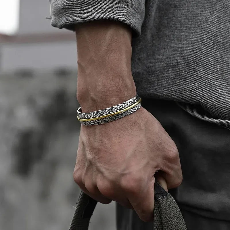 Silver Punkstil Fjäderarmband