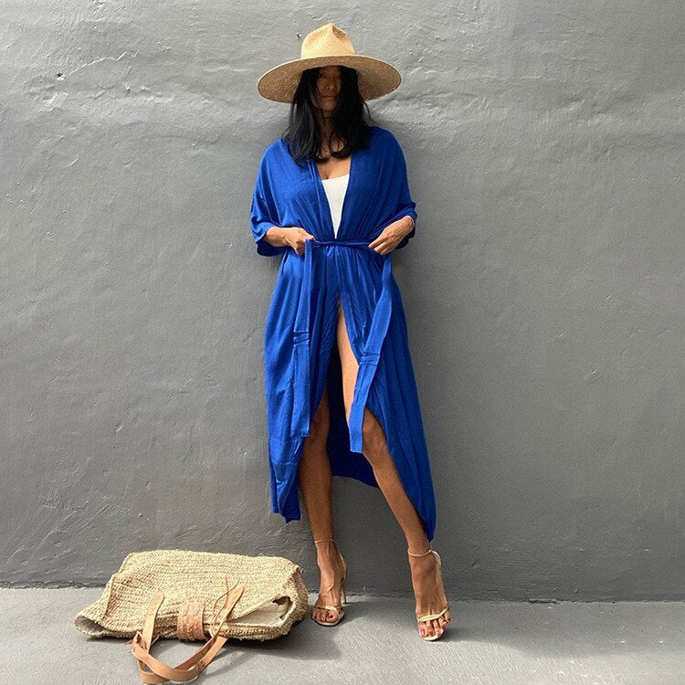 Lång kofta strandöverdrag