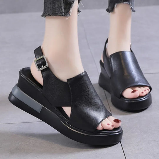 Öppen tå-plattforms kil sandaler