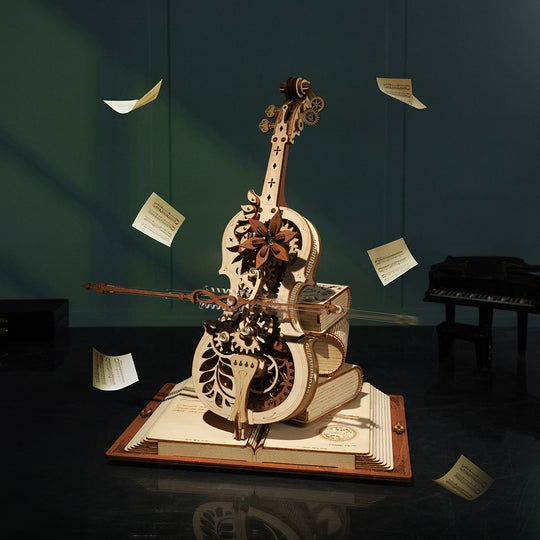 Träpussel Magisk Cello Speldosa