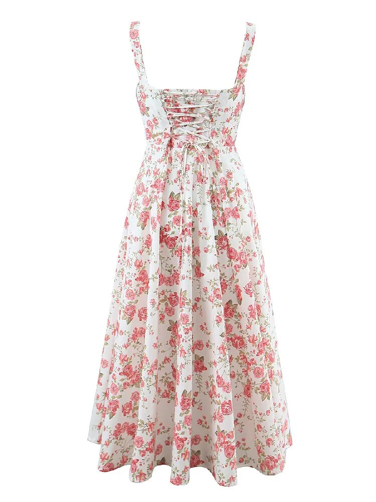 Blommig Midjformande Klänning