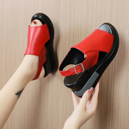 Öppen tå-plattforms kil sandaler