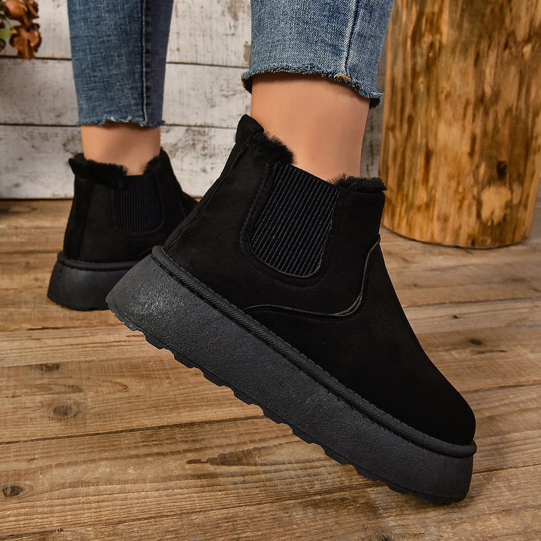 Ankelkängor i päls för kvinnor