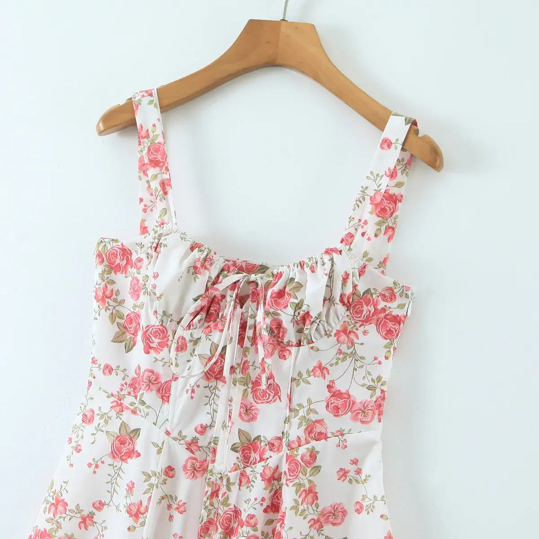 Blommig Midjformande Klänning