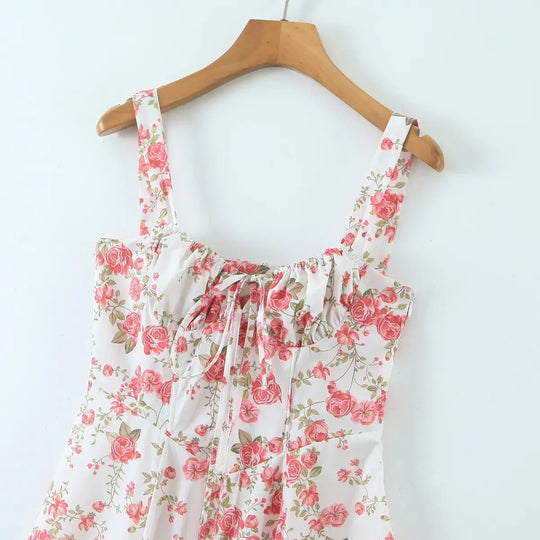 Blommig Midjformande Klänning