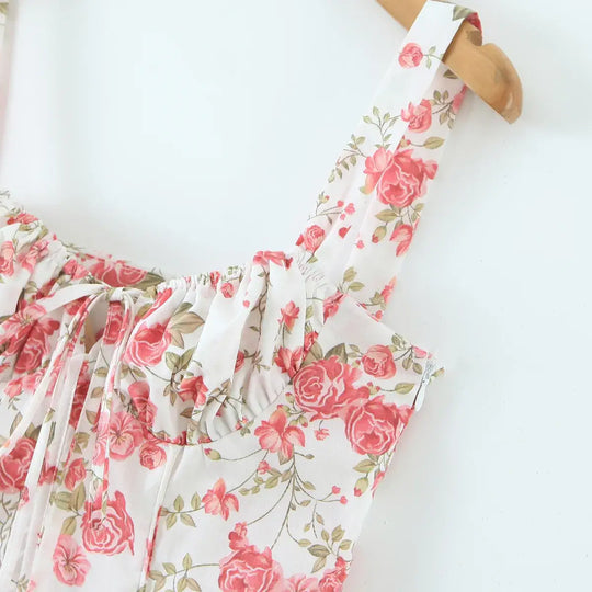 Blommig Midjformande Klänning