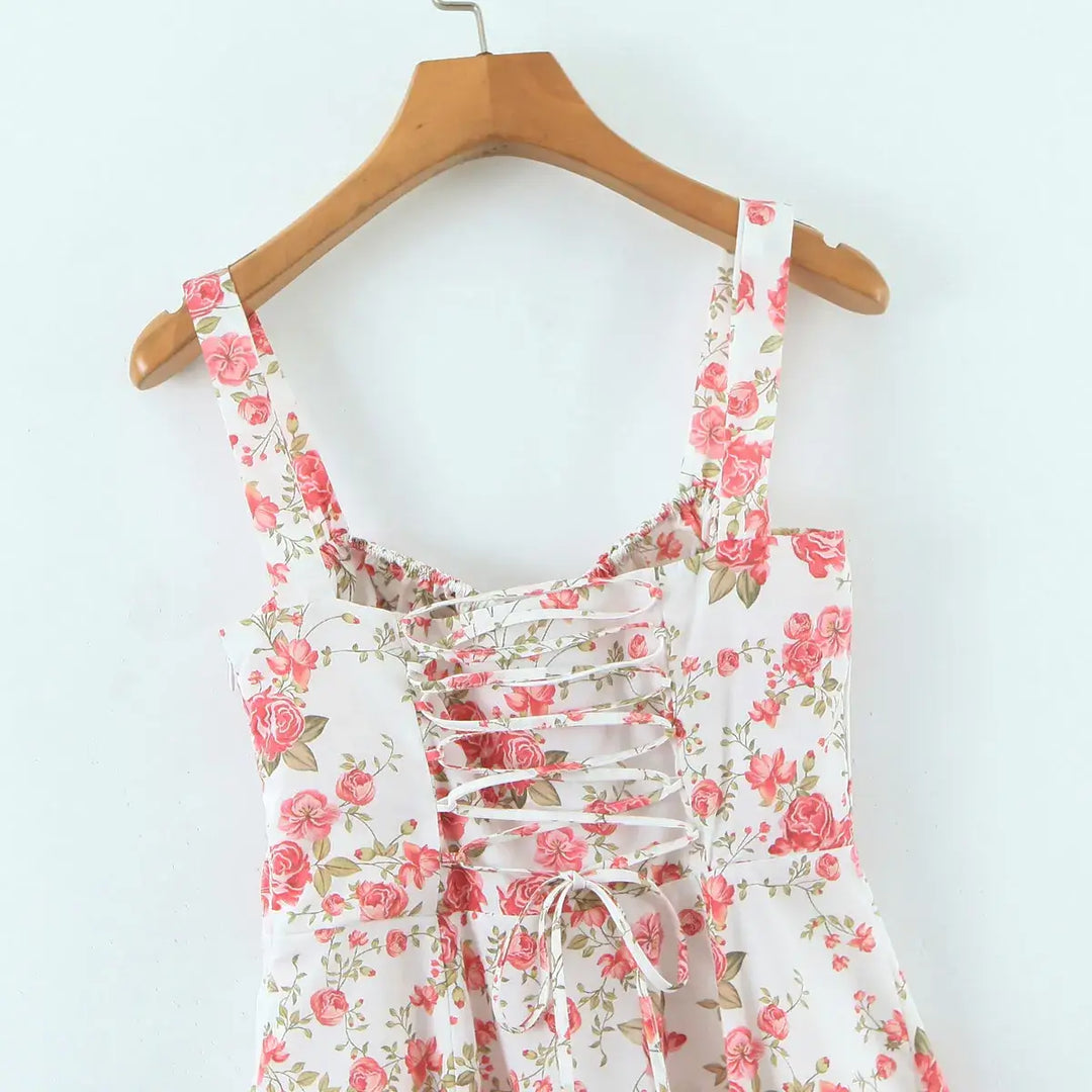 Blommig Midjformande Klänning