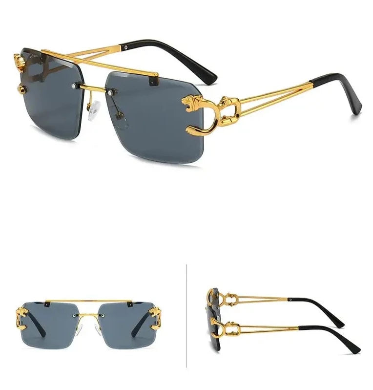 Lyxiga fyrkantiga solglasögon utan ram