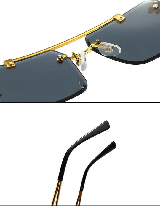 Lyxiga fyrkantiga solglasögon utan ram