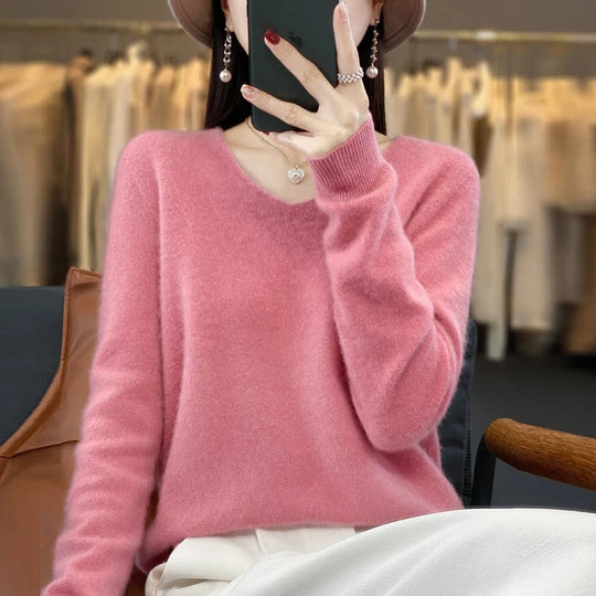 Ulltröja med V-ringning för kvinnor