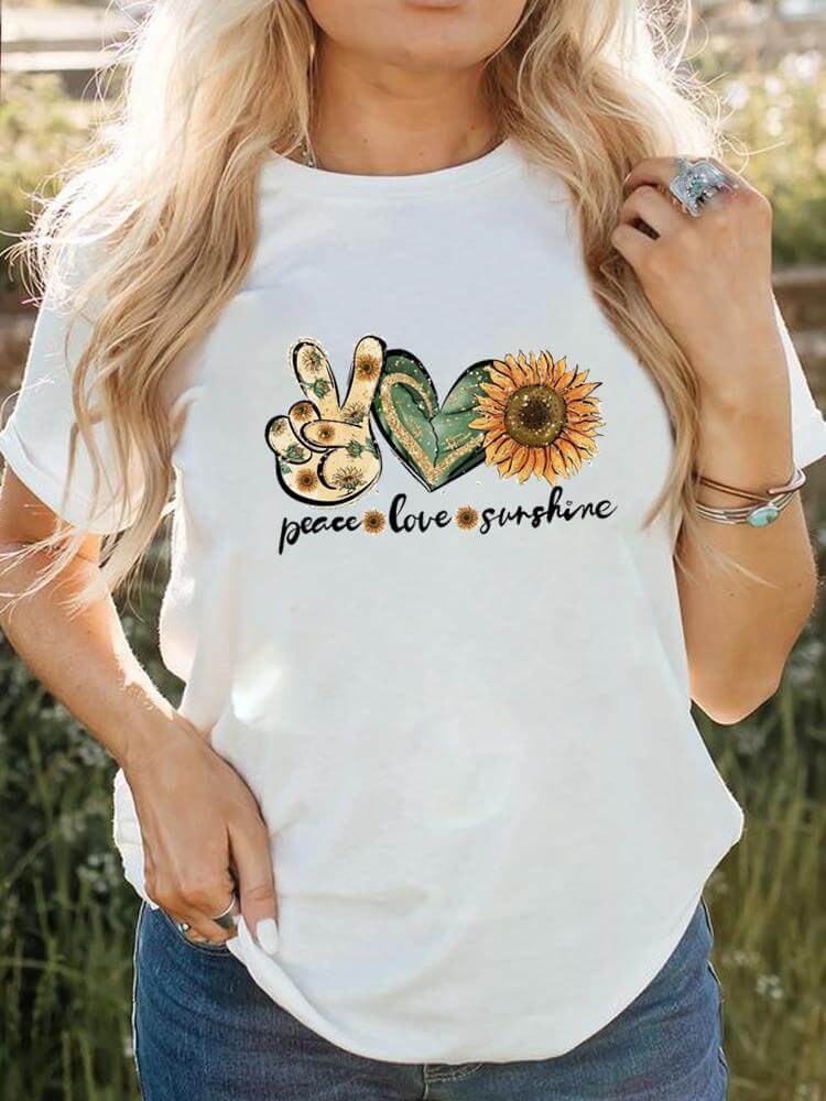 Kvinnor Kortärmad Tryckt Tee