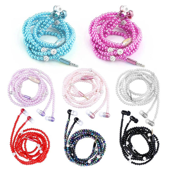 Pärlhalsband hörlurar