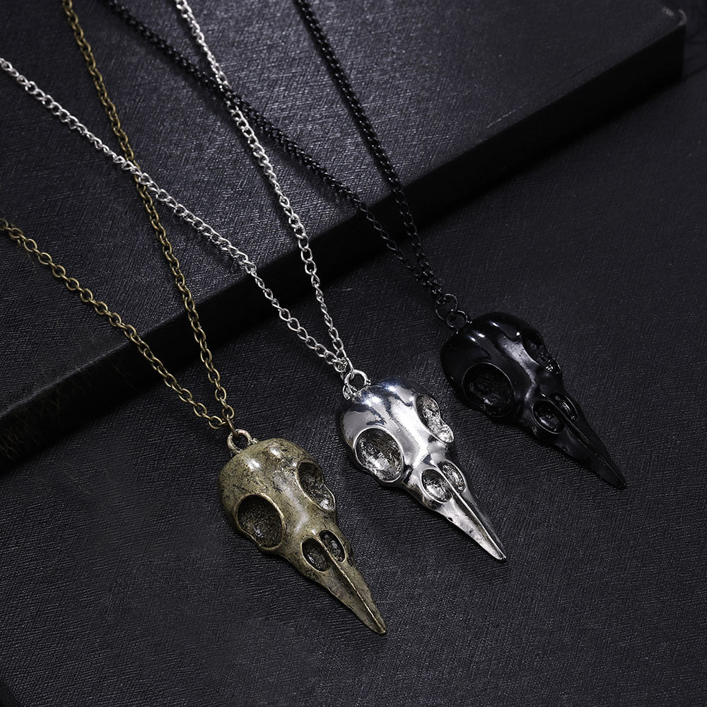 Crow Head Skull hängande halsband