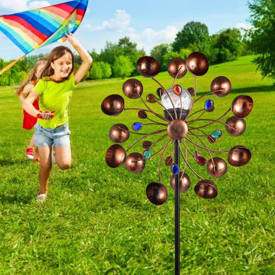 Solcellsdrivna glas boll vind spinner