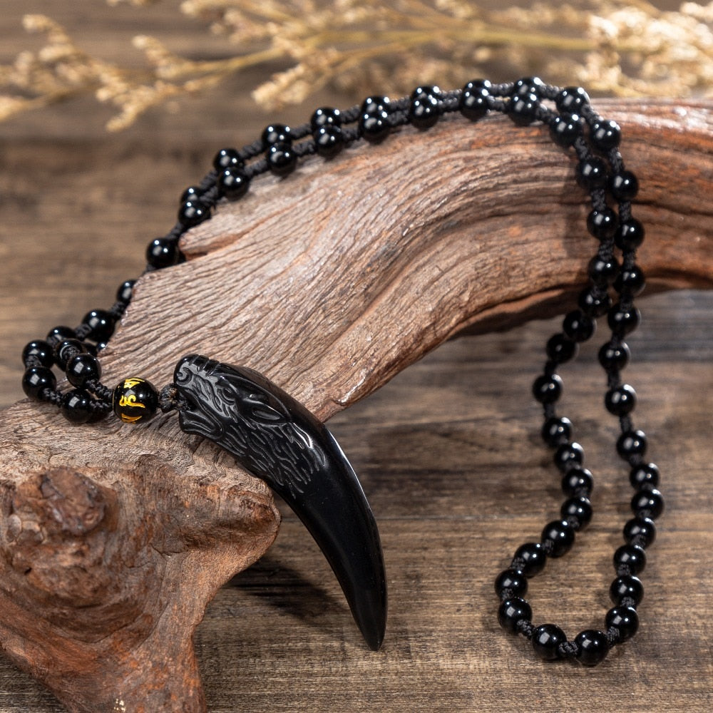 Obsidian Wolf Hängande Halsband