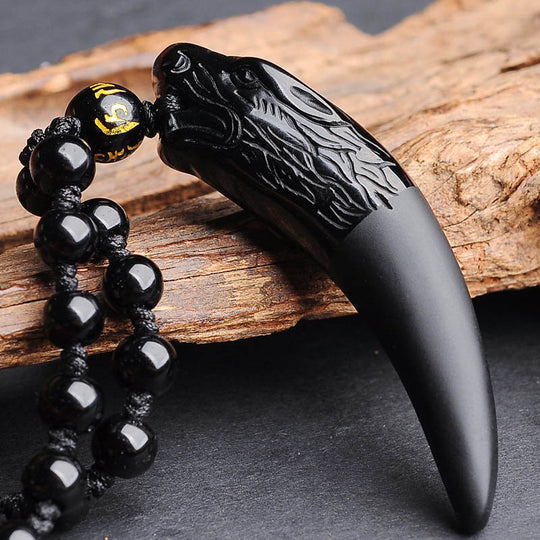 Obsidian Wolf Hängande Halsband