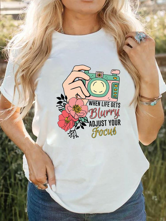 Kvinnor Kortärmad Tryckt Tee