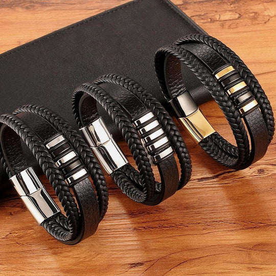 Snygga armband i äkta läder för män