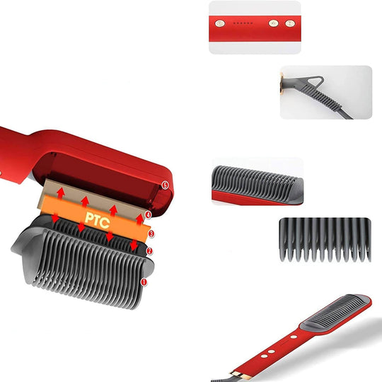 Hår Plattsax borste Uppvärmd kam