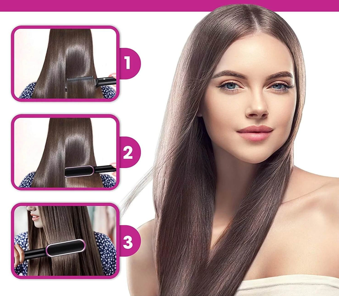 Hår Plattsax borste Uppvärmd kam