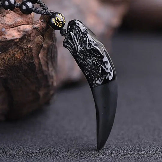Obsidian Wolf Hängande Halsband