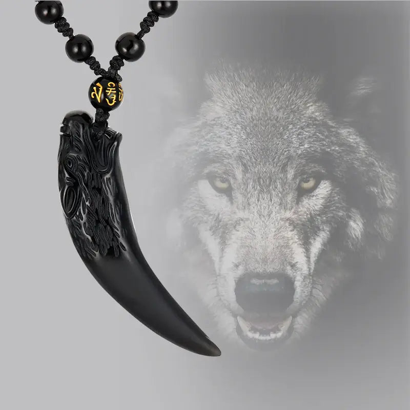 Obsidian Wolf Hängande Halsband