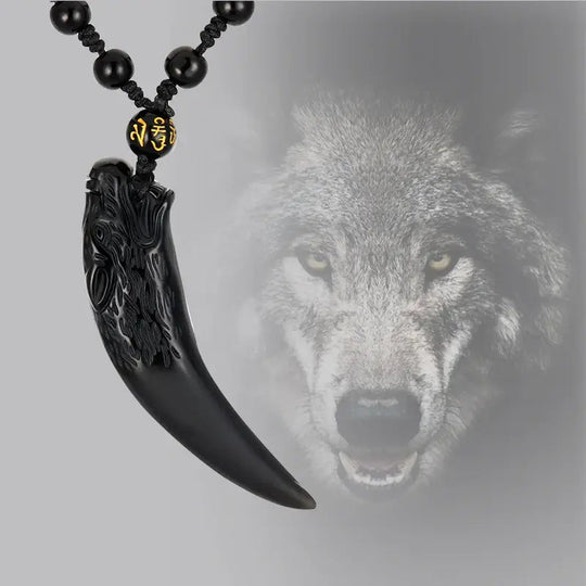 Obsidian Wolf Hängande Halsband