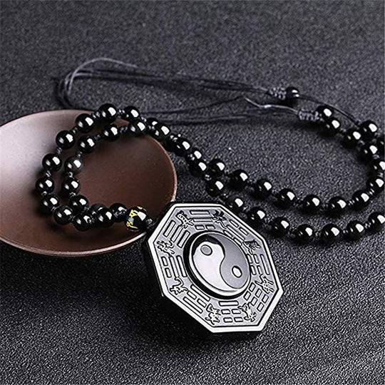 Obsidian Yin Yang Necklace